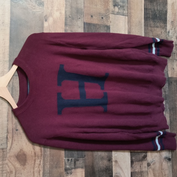 Tommy Hilfiger Maroon Crew Neck H Knit Sweater Sz Large Men - Picture 14 of 16